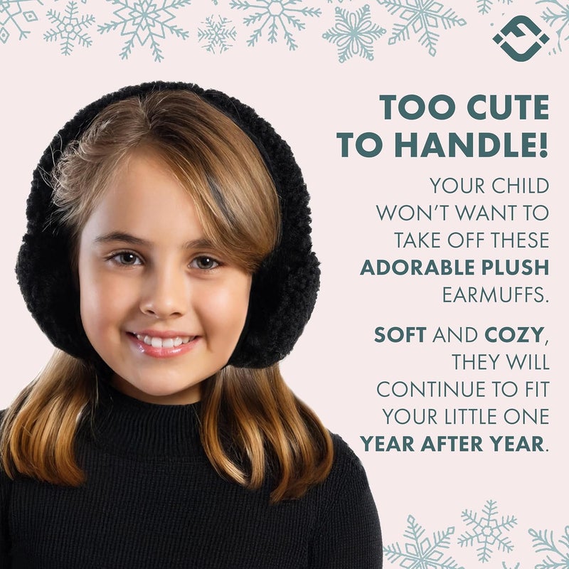 Funky Junque Winter Ear Muffs for Kids Girl Boy Fuzzy Cozy Warm Earmuffs Adjustable Cold Weather Ear Warmer Ages 4-12 - Image 3